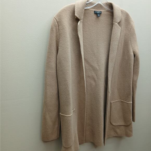 Talbots Wool Blend Knit Open Front Cardigan Sweater Tan Size Small Petite New - Picture 5 of 9